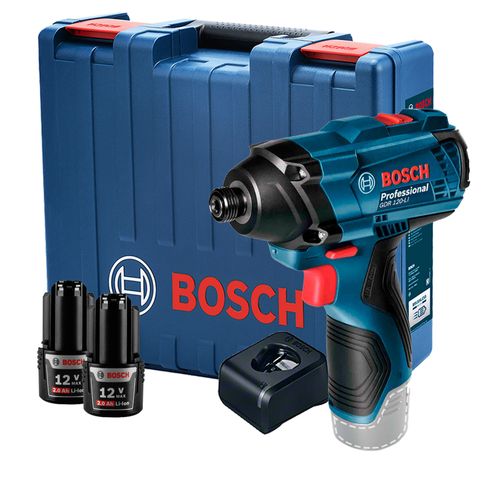 Chave de Impacto a Bateria de ¼" Bosch GDR 120-LI 100Nm 12V com 2 Baterias 2,0Ah e Carregador BIVOLT com Maleta