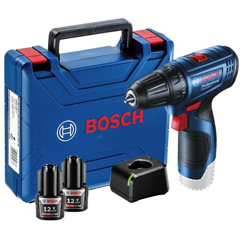 Parafusadeira e Furadeira a Bateria de 3/8" Bosch GSR 120-LI 12V com 2 Baterias 2,0Ah e Carregador Rápido BIVOLT com Maleta