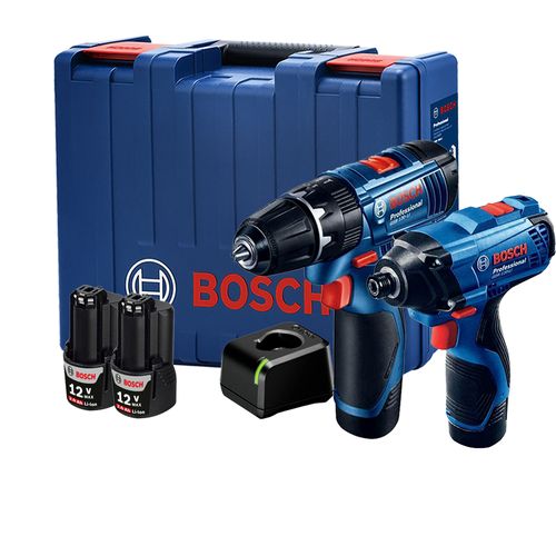 Combo Bosch 12V - Chave de Impacto GDR 120-LI + Parafusadeira e Furadeira de Impacto GSB 120-LI 2 Baterias e Carregador BIVOLT com Maleta