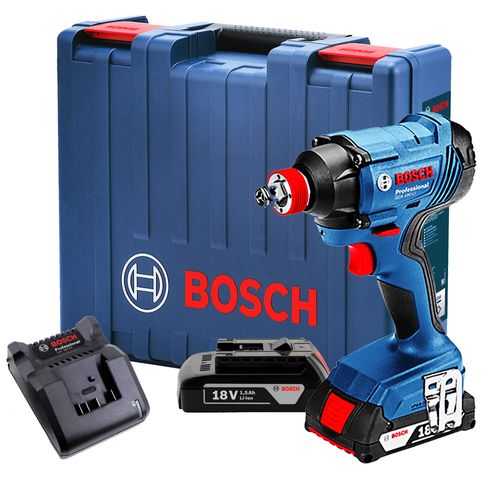 Chave de Impacto a Bateria de ¼ e ½" Bosch GDX 180-LI 18V com 180Nm 2 Baterias 1,5Ah e Carregador BIVOLT com Maleta