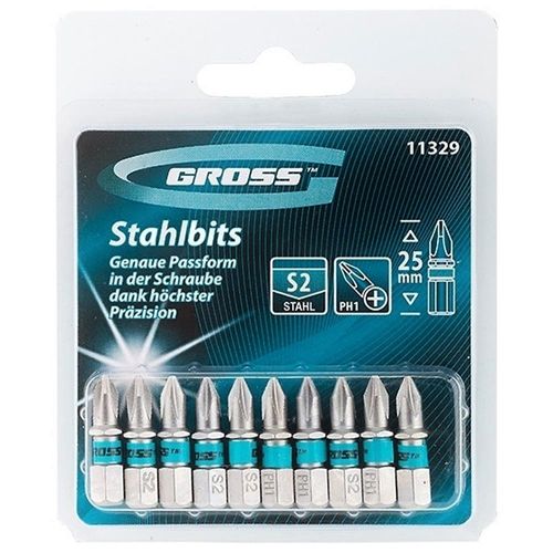 Jogo de Pontas Bits Philips PH1 de 1/4" e 25mm Com 10 Peças MTX 1132956