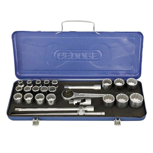 Jogo Soquete Estriado 1/2" Gedore 015557 de 10mm à 32mm com 25 Peças