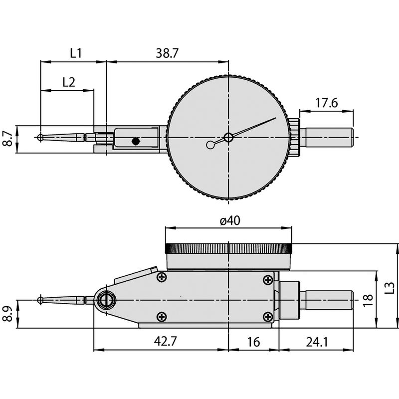 Relógio Apalpador 0,80mm 0,01mm Ponta de Metal Duro 513-404-10E Mitutoyo