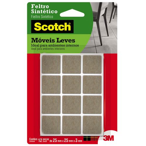 Feltro Sintético para Móveis Leves 3M™ Scotch™ Quadrado Marrom Pequeno