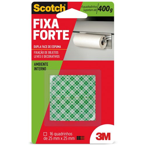 Fita Dupla Face 3M™ Scotch® Fixa Forte Espuma 16 quadradinho