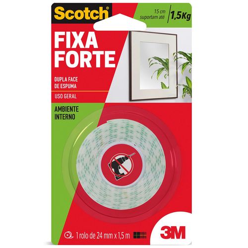 Fita Dupla Face 3M™ Scotch® Fixa Forte Espuma 24mm x 1,5metros