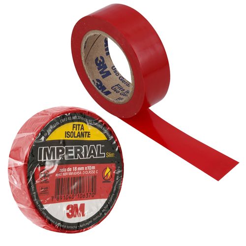 Fita Isolante 3M™ Imperial® Vermelha 18mm x 10metros