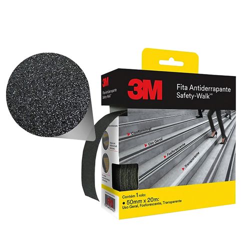 Fita Antiderrapante 3M™ Safety-Walk® Uso Geral Preta com 50mm x 20metros