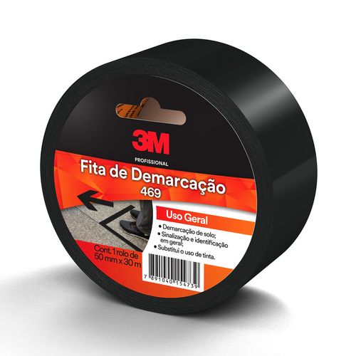 Fita de Demarcação Uso Geral 3M™ 469 Preta 50mm x 30metros