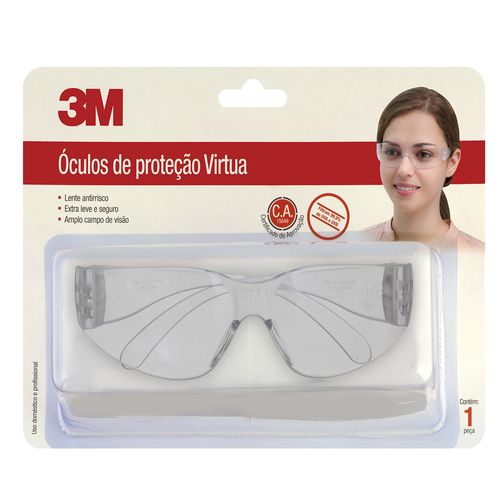 Óculos de Segurança 3M™ Virtua Transparente com Tratamento Antirrisco
