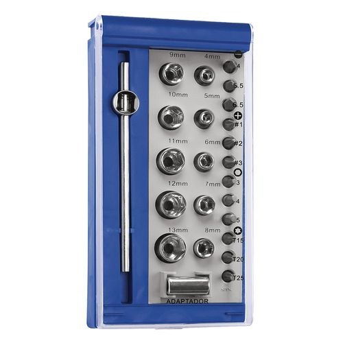 Jogo de Pontas e Soquetes Sextavados Tramontina Master 41192/024 com 24 Peças