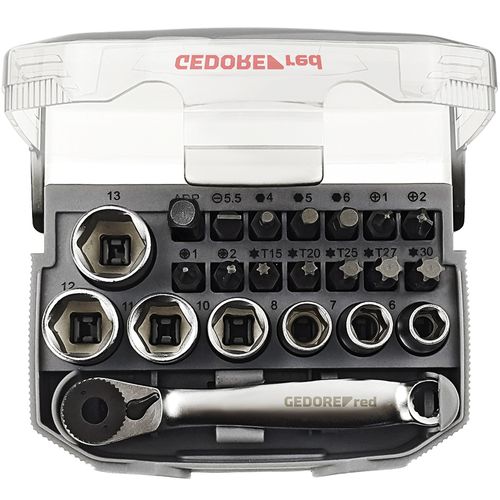 Jogo de Pontas e Soquetes Sextavados com 23 Peças Gedore Red R49005023