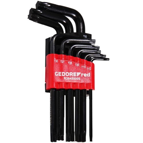 Jogo de Chave Torx Curta de T10 à T50 com 9 Peças Gedore Red R36405009