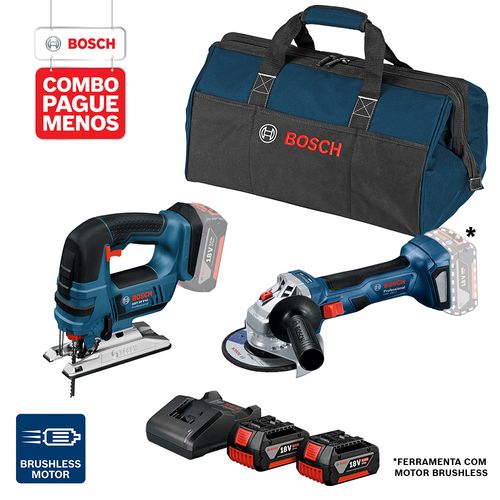 Combo Pague Menos Bosch 18V - Esmerilhadeira + Serra Tico-Tico + 2 Baterias + Carregador+ Bolsa