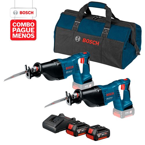 Combo Pague Menos Bosch 18V - Serra Sabre + Serra Sabre + 2 Baterias + Carregador + Bolsa
