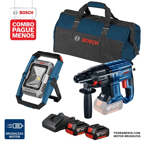 Combo Pague Menos Bosch 18V - Lanterna + Martelete + 2 Baterias + Carregador + Bolsa