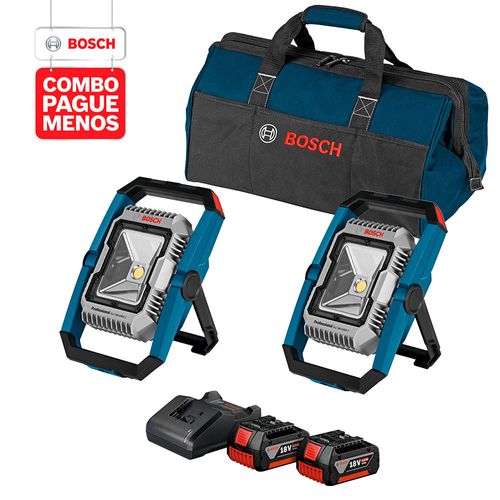 Combo Pague Menos Bosch 18V - Lanterna + Lanterna + 2 Baterias + Carregador + Bolsa