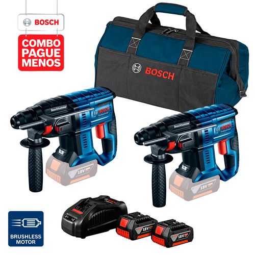Combo Pague Menos Bosch 18V - Martelete + Martelete + 2 Baterias + Carregador + Bolsa