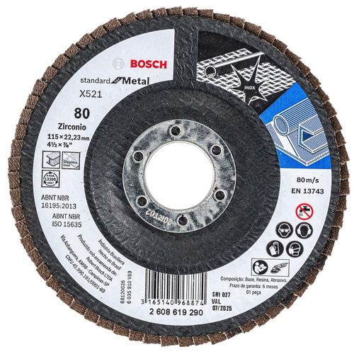 Disco Flap Bosch Standard for Metal 115mm G80 Curvo