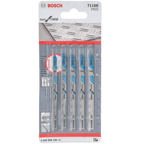 Lâmina Serra Tico Tico Bosch T118B Basic for Metal 5 Peças