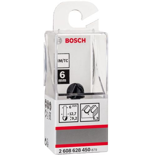 Fresa de Meia-Cana Bosch 6 mm, R1 6,3 mm, D 12,7 mm, L 9,2 mm, G 40 mm