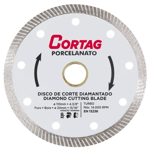 Disco de Corte Diamantado 60863 Para Porcelanato Ø 110 MM X Ø 20 MM Cortag