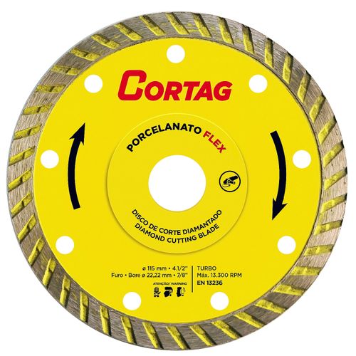 Disco de Corte Diamantado Ø 115 MM X 22.22 MM Para Porcelanato Flex 61577 Cortag