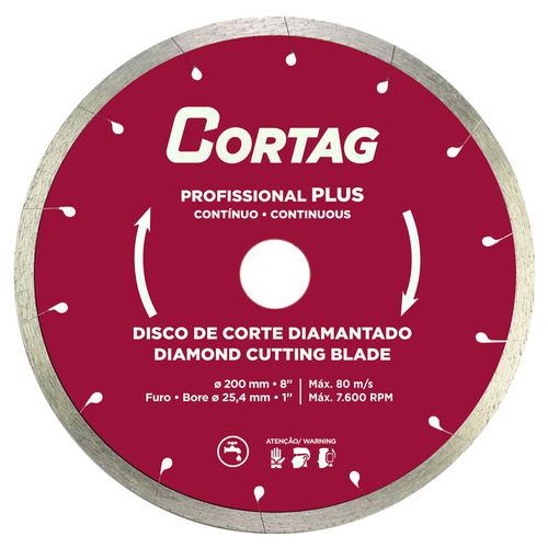 Disco de Corte Diamantado Plus 60570 Para Porcelanato Ø200 MM X 25,4 MM Cortag