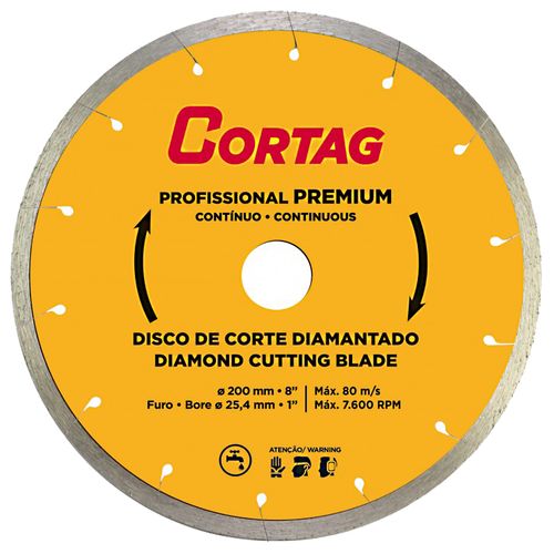 Disco de Corte Diamantado Premium 61340 Para Porcelanato Ø200 MM X 25,4 MM Cortag