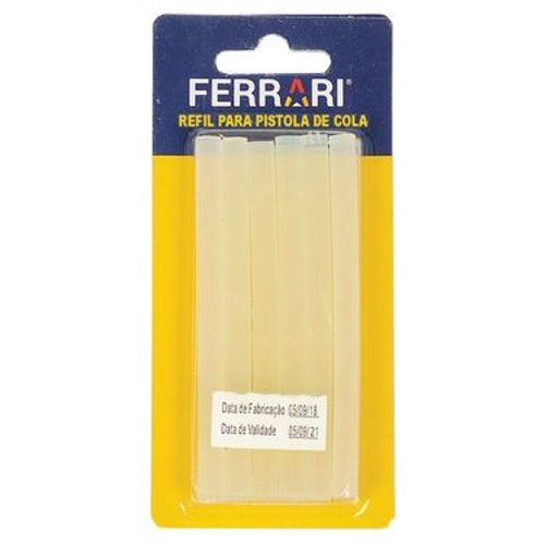 Bastão de Cola Quente Silicone Incolor 1/2" 12x 150MM Com 6 Peças Ferrari