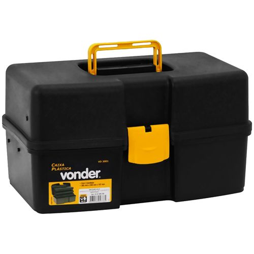 Caixa Maleta Plástica para Ferramentas de 14.5" com Fecho Plástico e 3 Bandejas VD3001 Vonder