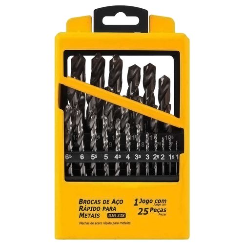 Jogo de Brocas de Aço Rápido 1.0 a 13mm Com 25 Peças Vonder