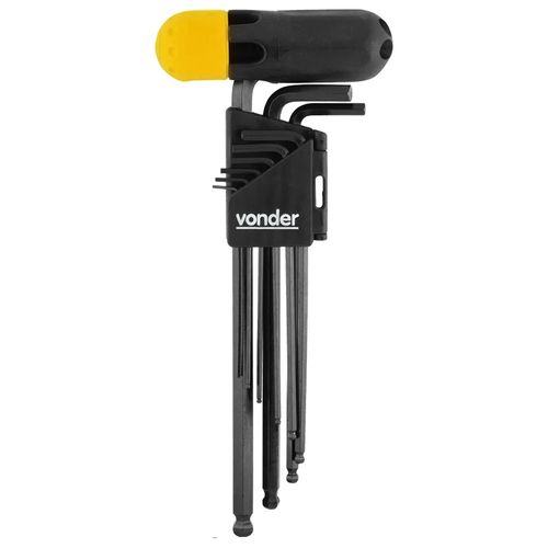 Jogo de Chave Allen Abaulada Longa 1.5 a 10.0mm com 10 Peças Vonder