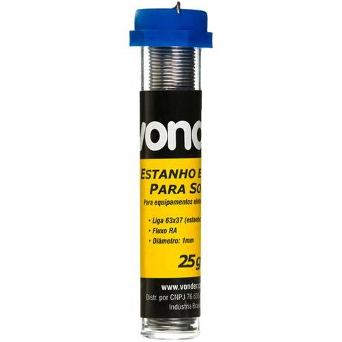 Estanho Em Fio 1mm 63 X 37 Tubo 25G Vonder