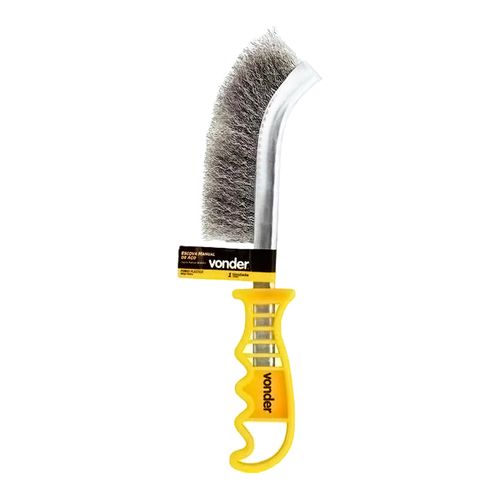 Escova Manual Universal De Aço Com Punho Plástico Amarelo 1 Fileira Vonder
