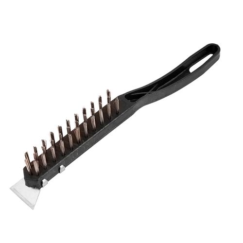 Escova Manual De Aço Corpo e Cabo Plástico Com Raspador 3 Fileiras Vonder