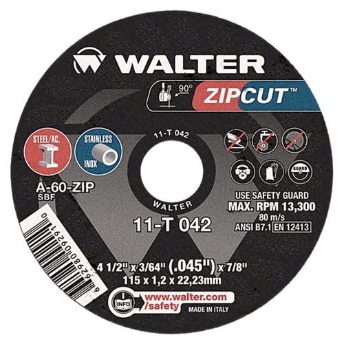 Disco de Corte Zip Cut 4.1/2" x 3/64" x 7/8" Walter