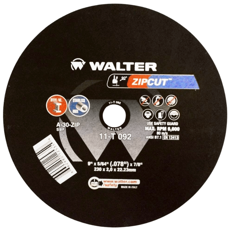 Disco de Corte Zip Cut 9 x 5/64 x 7/8 Walter - Luitex Máquinas