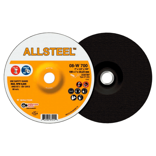 Disco de Desbaste Allsteel para Aço e Inox 7" x 1/4" x 7/8" Walter