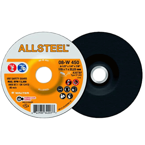 Disco de Desbaste Allsteel para Aço e Inox 4.1/2" x 1/4" x 7/8" Walter