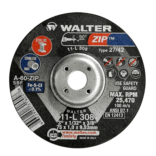 Disco de Corte Zip 3" x 1/32" x 3/8" 11-L 308 Walter