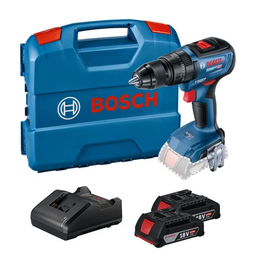 Parafusadeira e Furadeira de Impacto de ½" Bosch GSB 18V 50 18V 2 Baterias 2,0Ah  e Carregador Rápido BIVOLT com Maleta