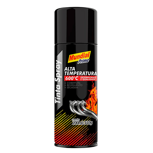 Tinta Spray Alta Temperatura Preto Fosco AE01000100 Mundial Prime