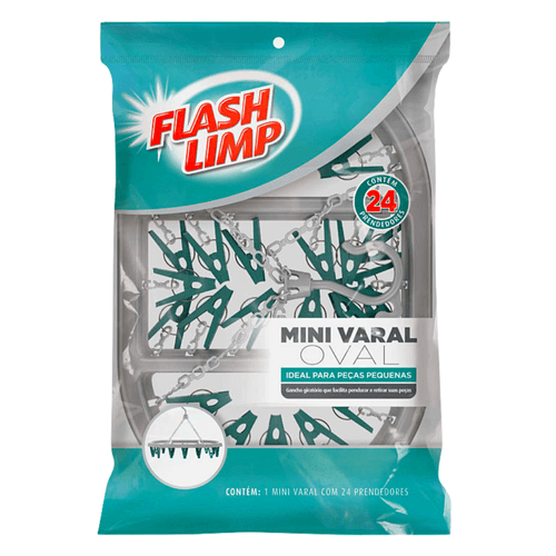 Mini Varal Oval com 24 Prendedores LAV6803 Flashlimp