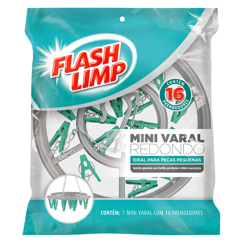 Mini Varal Redondo com 16 Prendedores LAV6810 Flash Limp