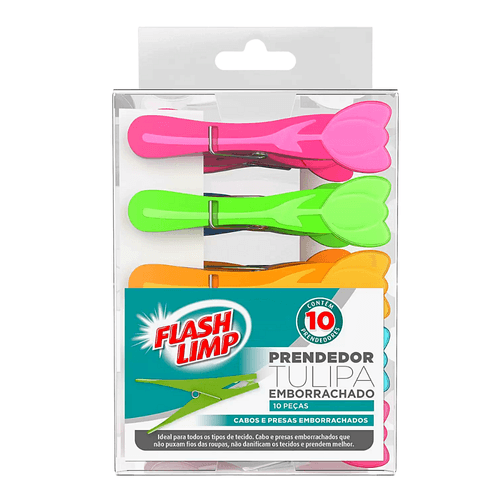 Prendedor de Roupa Emborrachado Tulipa 10 pçs LAV6834 Flash Limp