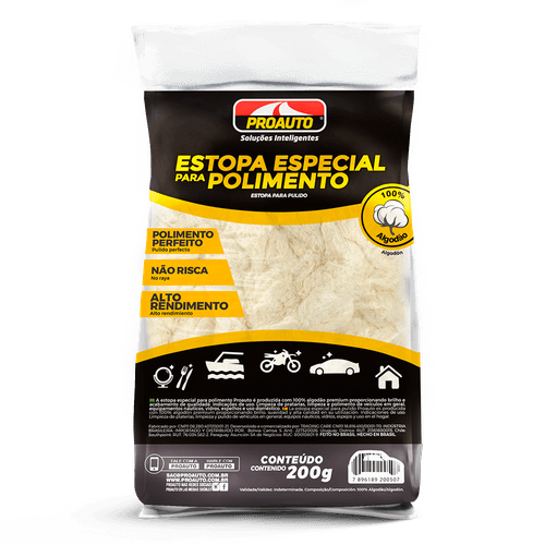 Estopa Branca Para Polimento Saco 200G PROAUTO