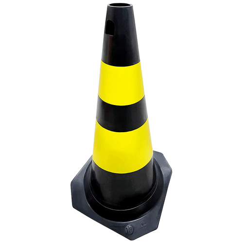 Cone de Sinalização Preto/ Amarelo 75cm Plastcor