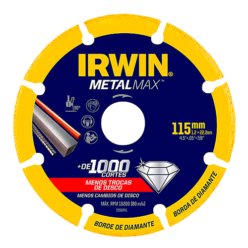 Disco Diamantado Para Metal 115mm x 22.23 Metalmax 1998845 Irwin