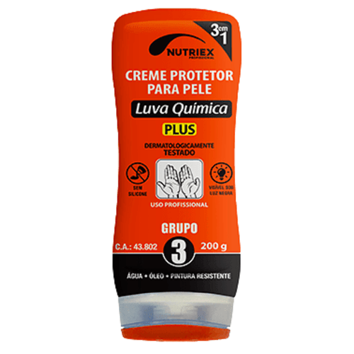 Creme Protetor Para Mãos Luva Quimica CA 35339 Grupo 3 200g Nutriex